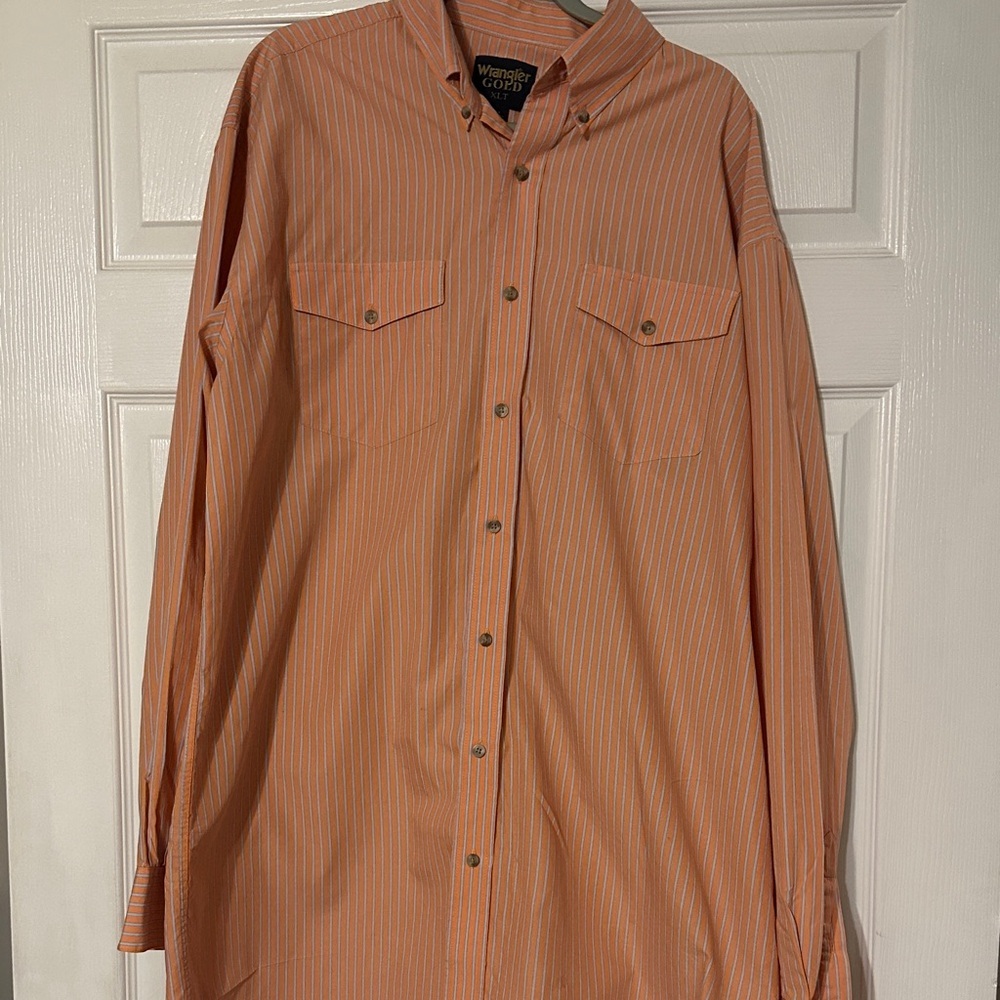 Wrangler Gold Men's Casual Orange Button Down Shirt